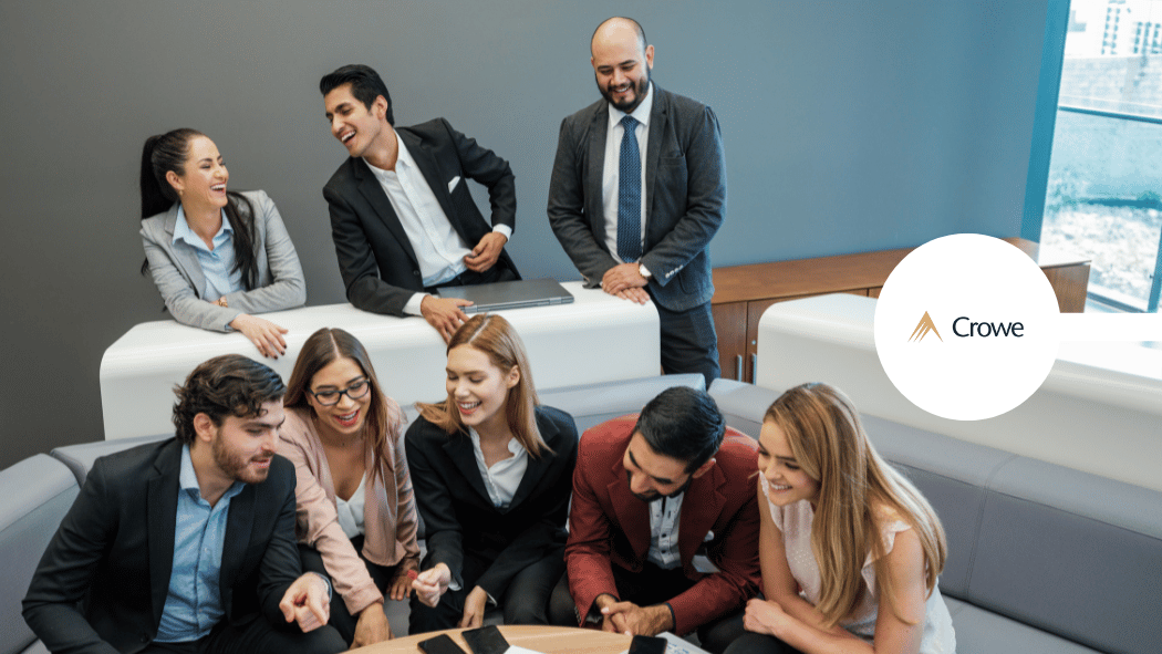 Business team laughing together