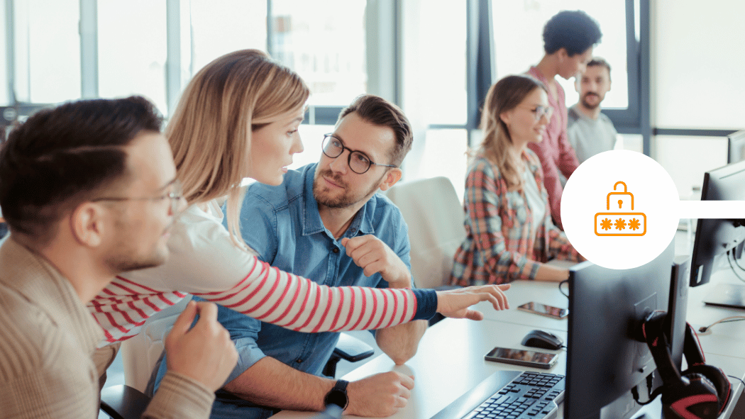 Business team working in office on communications