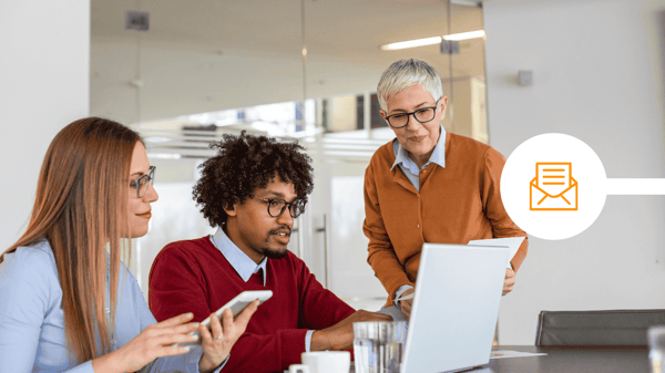 Financial professionals using mailock in board room