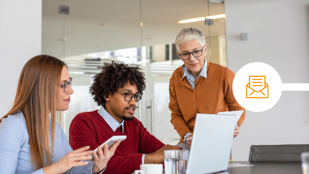 Financial professionals using mailock in board room