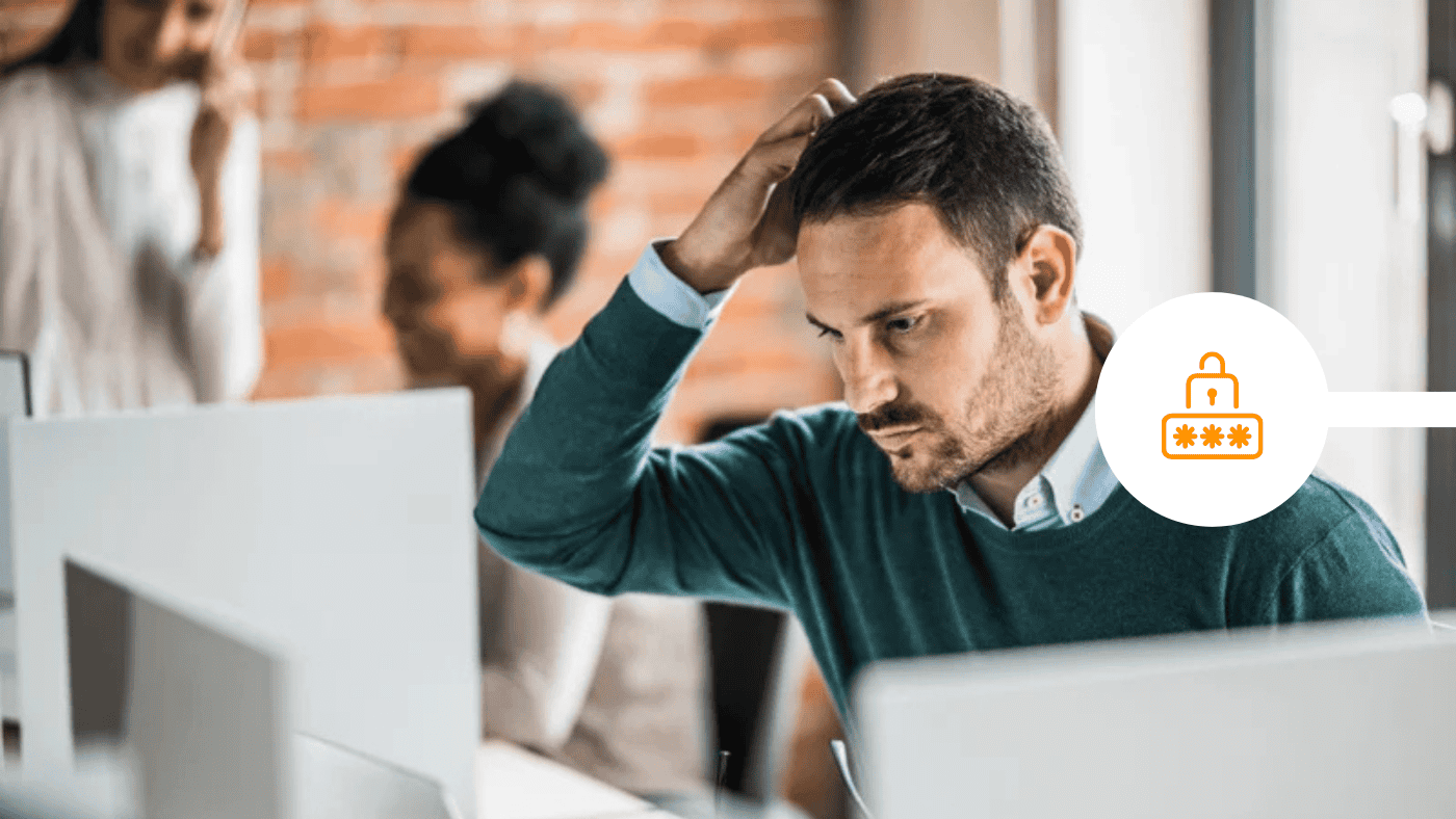 Male scratching his head after sending unencrypted email
