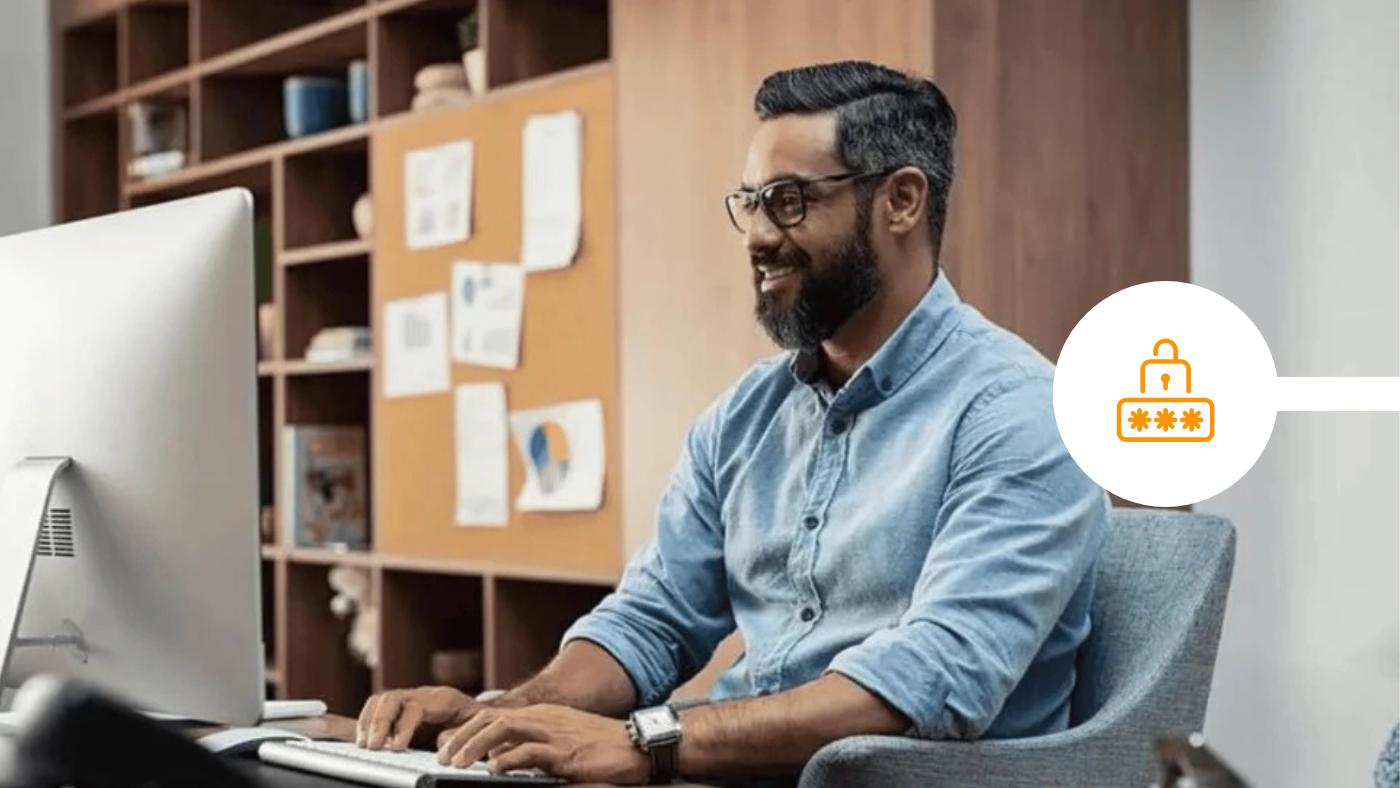 Man sending secure emails to his customers