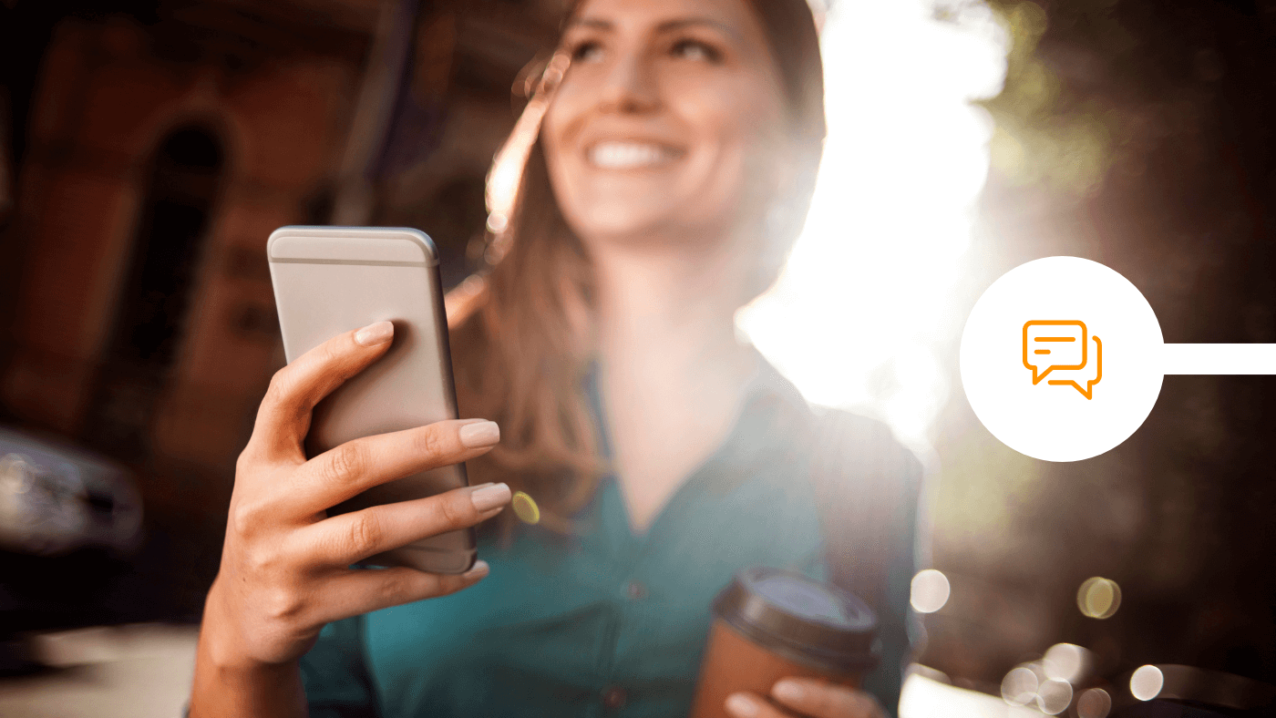 Professional using her smartphone for secure messaging