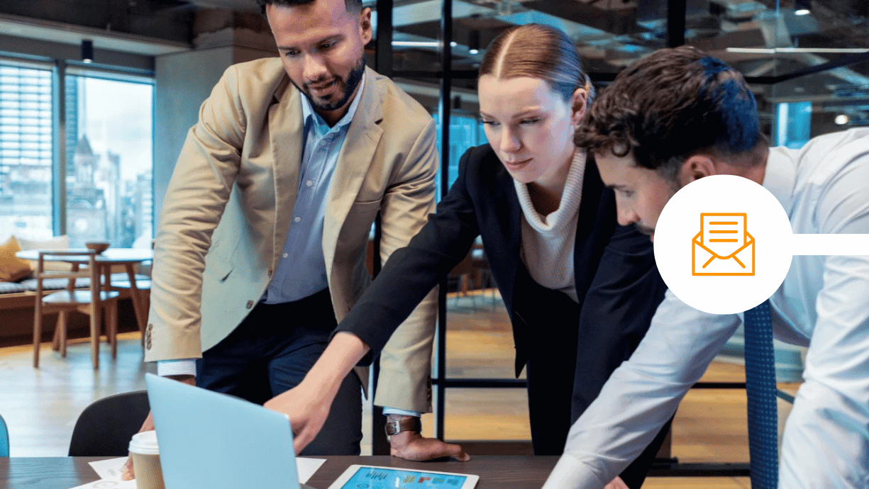 Team at wealth management firm looking at secure email